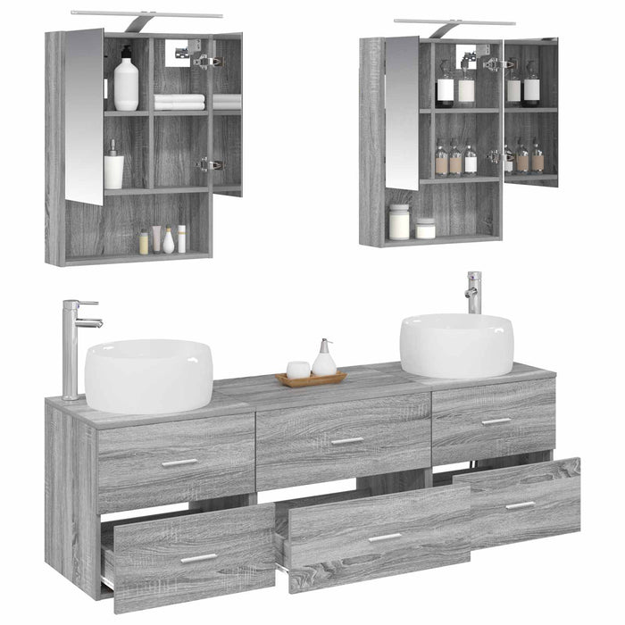 Set de mobilier pentru baie 5 pcs Sonoma gri WALTI