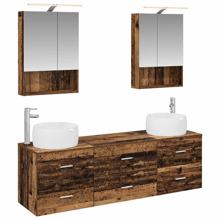 Set de mobilier pentru baie 5 pcs Lemn vechi WALTI