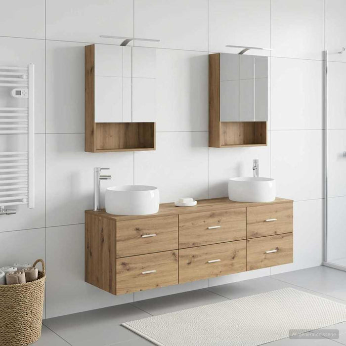 Set de mobilier pentru baie 5 buc. Stejar Artizanal WALTI