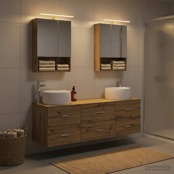 Set de mobilier pentru baie 5 buc. Stejar Artizanal WALTI