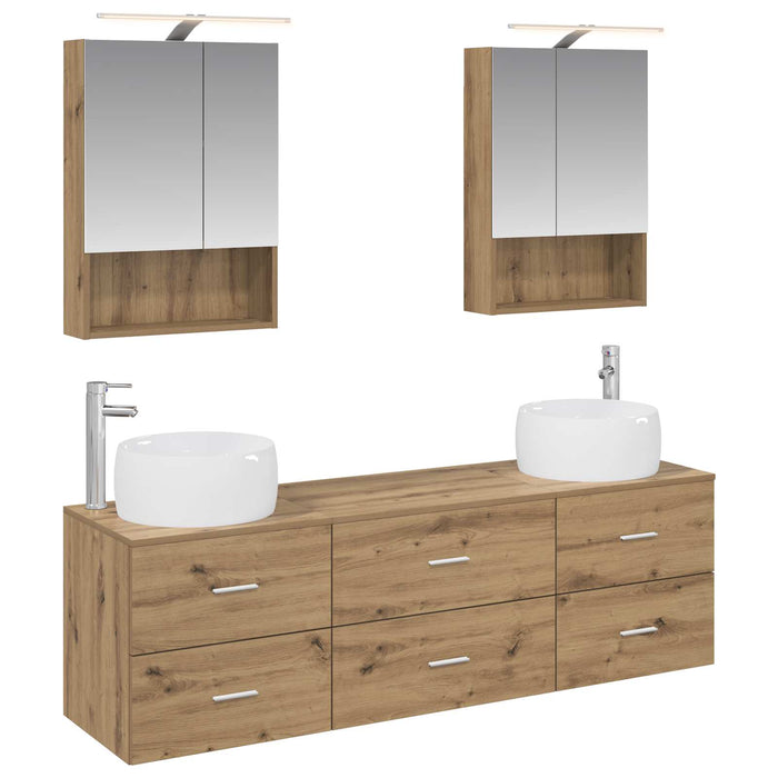 Set de mobilier pentru baie 5 pcs Stejar Artizanal WALTI