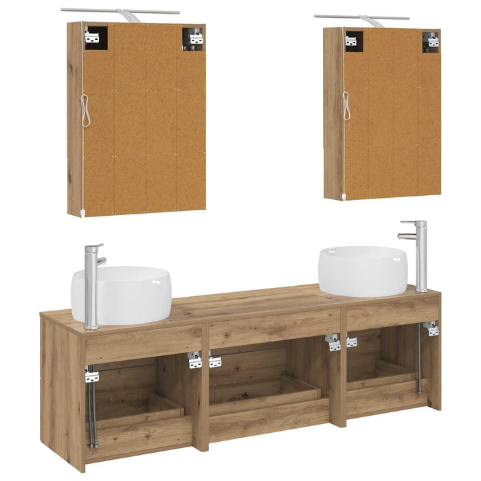 Set de mobilier pentru baie 5 pcs Stejar Artizanal WALTI