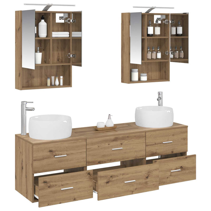 Set de mobilier pentru baie 5 pcs Stejar Artizanal WALTI