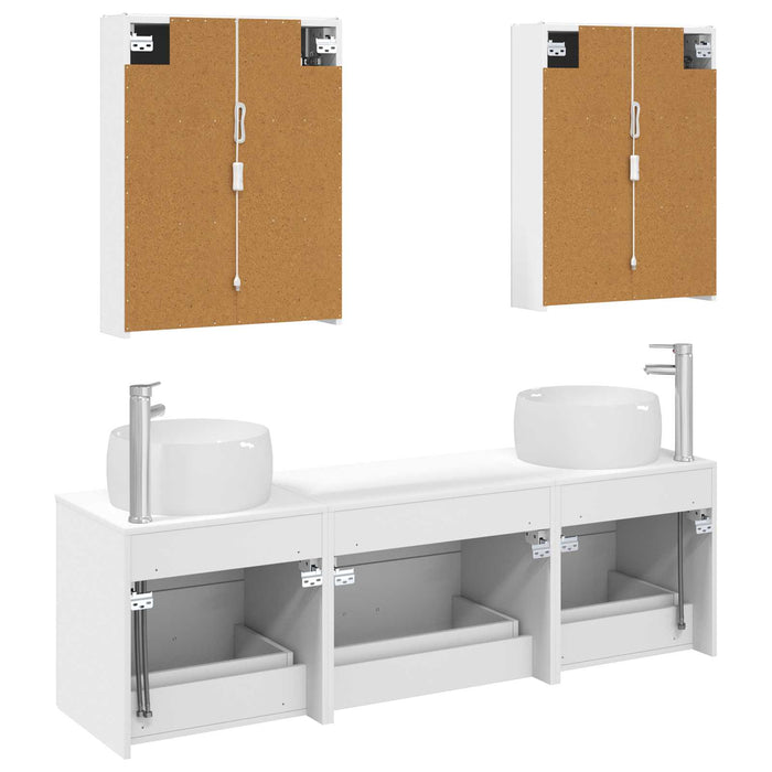 Set de mobilier pentru baie 5 pcs Alb Lemn prelucrat și sticlă WALTI