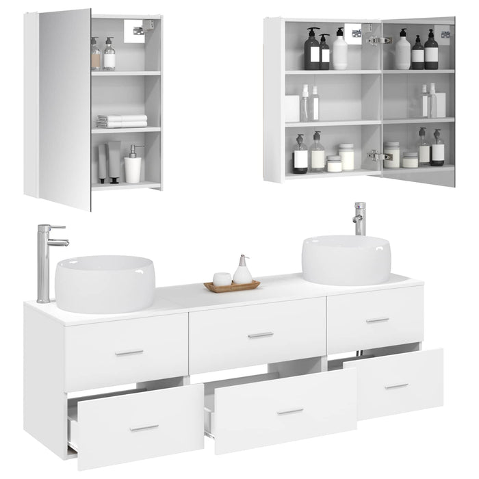 Set de mobilier pentru baie 5 pcs Alb Lemn prelucrat și sticlă WALTI