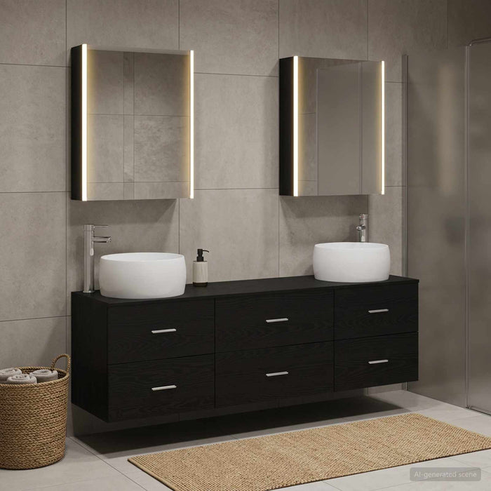 Set de mobilier pentru baie 5 pcs Stejar Negru WALTI