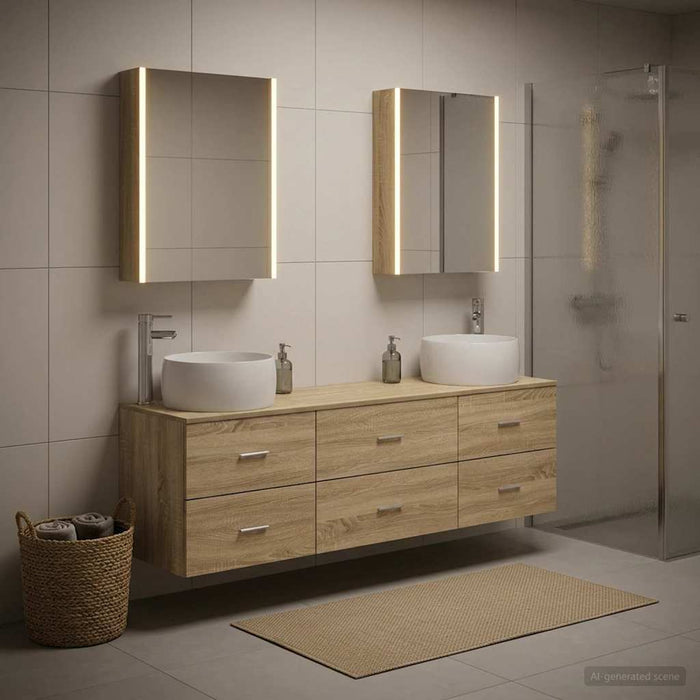 Set de mobilier pentru baie 5 buc. Stejar Sonoma - WALTI WALTI