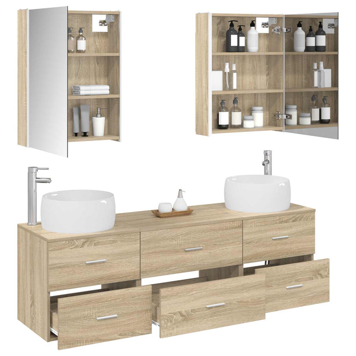 Set de mobilier pentru baie 5 pcs Stejar Sonoma WALTI