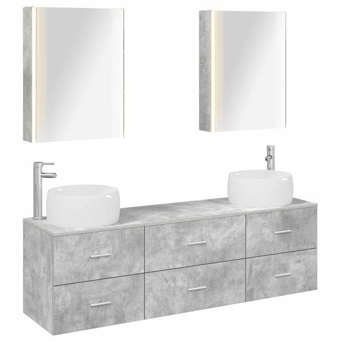 Set de mobilier pentru baie 5 pcs Gri Beton WALTI