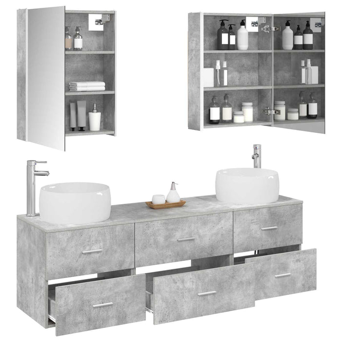 Set de mobilier pentru baie 5 pcs Gri Beton WALTI