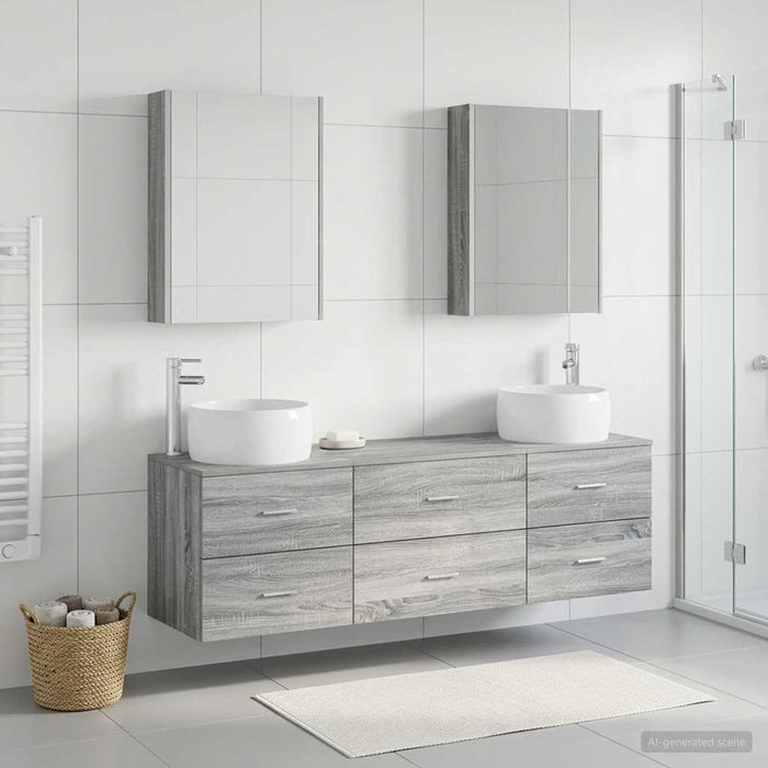 Set de mobilier pentru baie 5 pcs Sonoma gri WALTI
