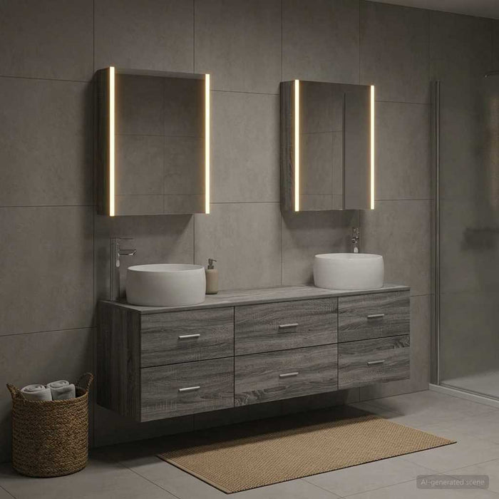 Set de mobilier pentru baie 5 buc. Sonoma gri WALTI