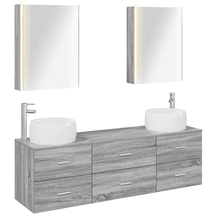 Set de mobilier pentru baie 5 pcs Sonoma gri WALTI