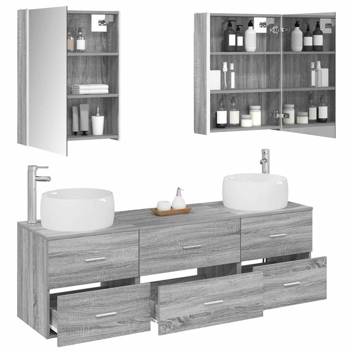 Set de mobilier pentru baie 5 pcs Sonoma gri WALTI