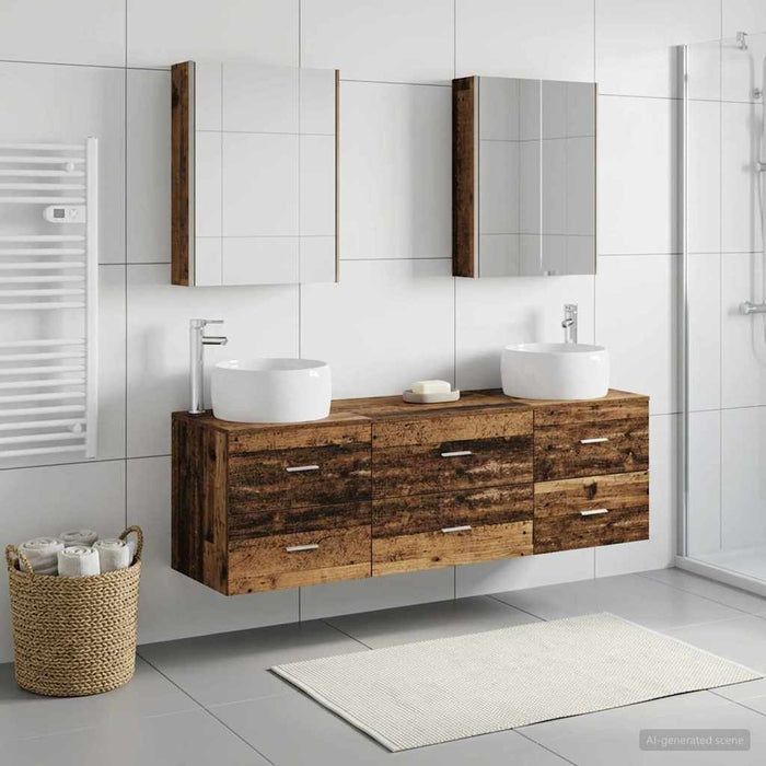 Set de mobilier pentru baie 5 buc. Lemn vechi - WALTI WALTI