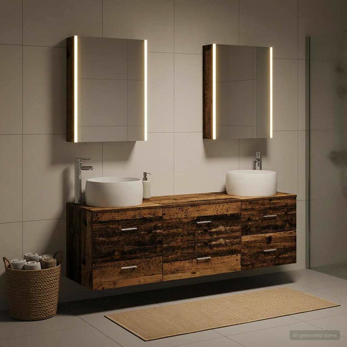 Set de mobilier pentru baie 5 buc. Lemn vechi - WALTI WALTI