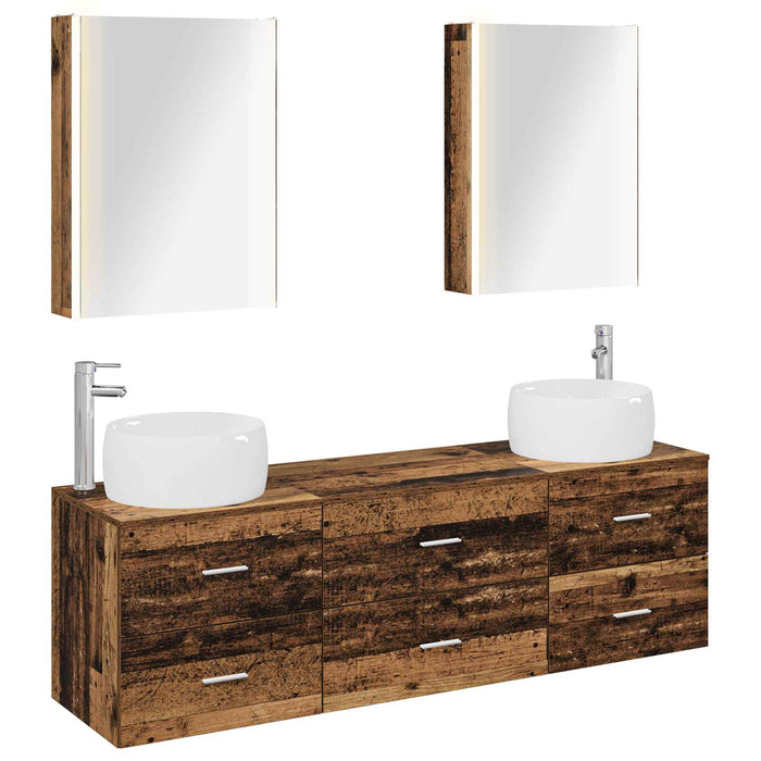 Set de mobilier pentru baie 5 pcs Lemn vechi WALTI