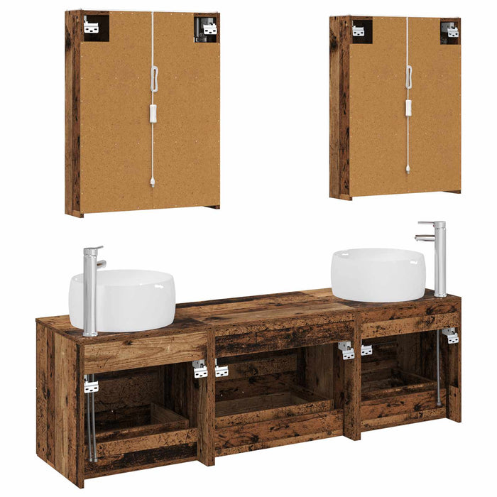 Set de mobilier pentru baie 5 pcs Lemn vechi WALTI