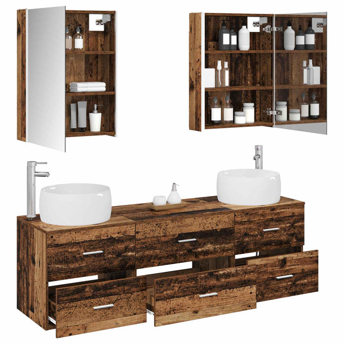 Set de mobilier pentru baie 5 pcs Lemn vechi WALTI