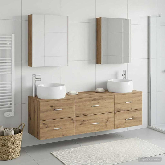 Set de mobilier pentru baie 5 buc. Stejar Artizanal WALTI