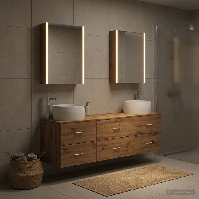 Set de mobilier pentru baie 5 buc. Stejar Artizanal WALTI