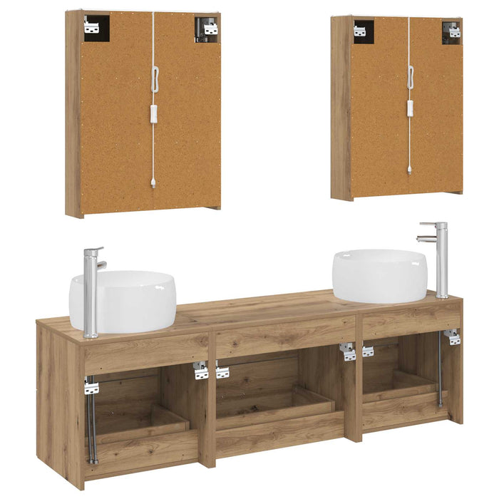 Set de mobilier pentru baie 5 pcs Stejar Artizanal WALTI