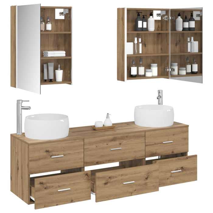 Set de mobilier pentru baie 5 pcs Stejar Artizanal WALTI