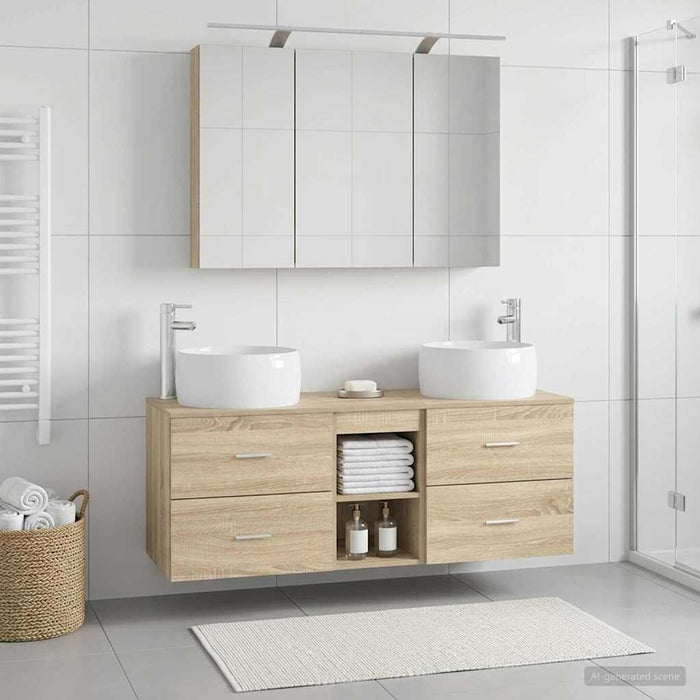 Set de mobilier pentru baie 4 pcs Stejar Sonoma WALTI