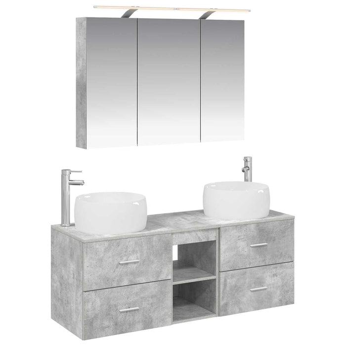 Set de mobilier pentru baie 4 pcs Gri Beton WALTI