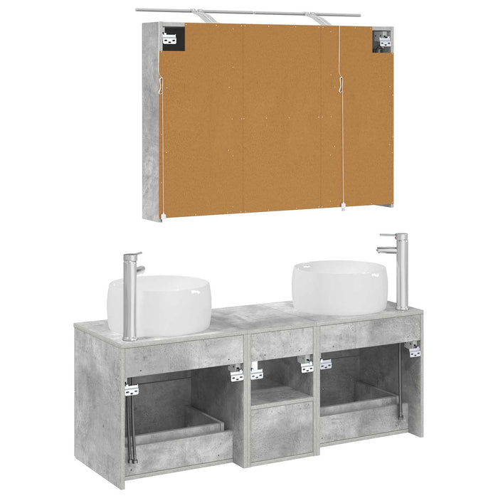 Set de mobilier pentru baie 4 pcs Gri Beton WALTI