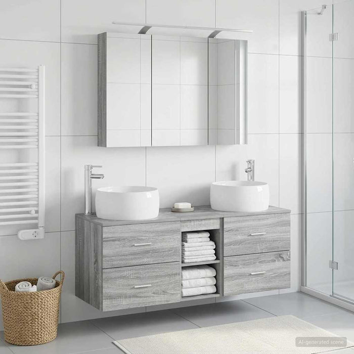Set de mobilier pentru baie 4 pcs Sonoma gri WALTI