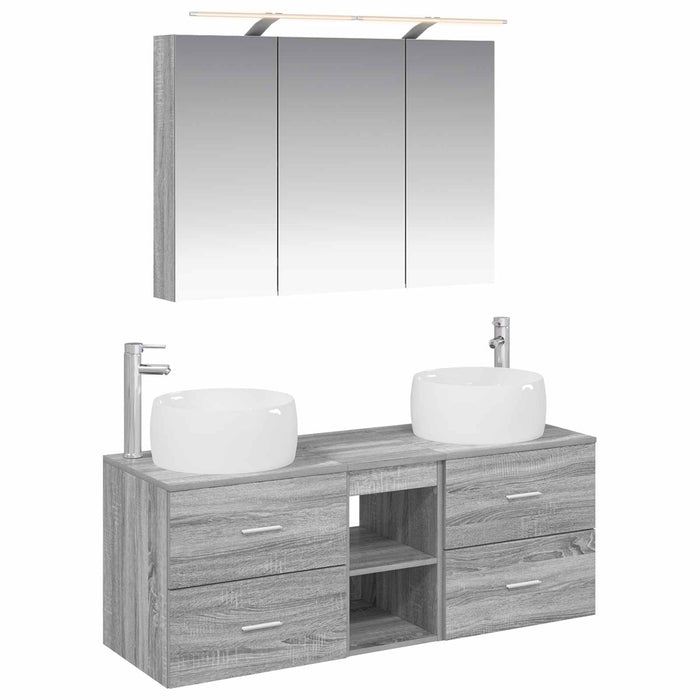 Set de mobilier pentru baie 4 pcs Sonoma gri WALTI