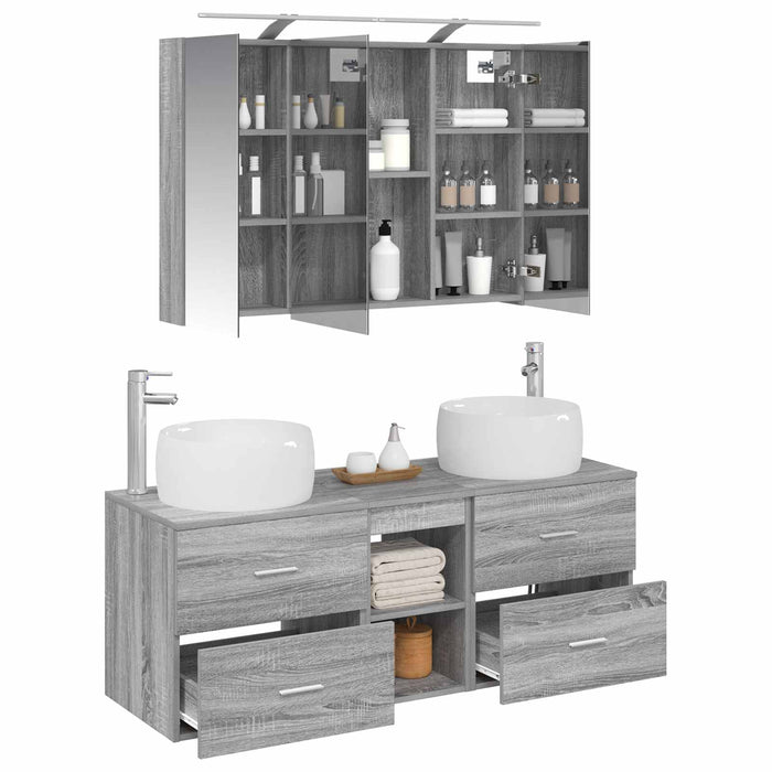 Set de mobilier pentru baie 4 pcs Sonoma gri WALTI