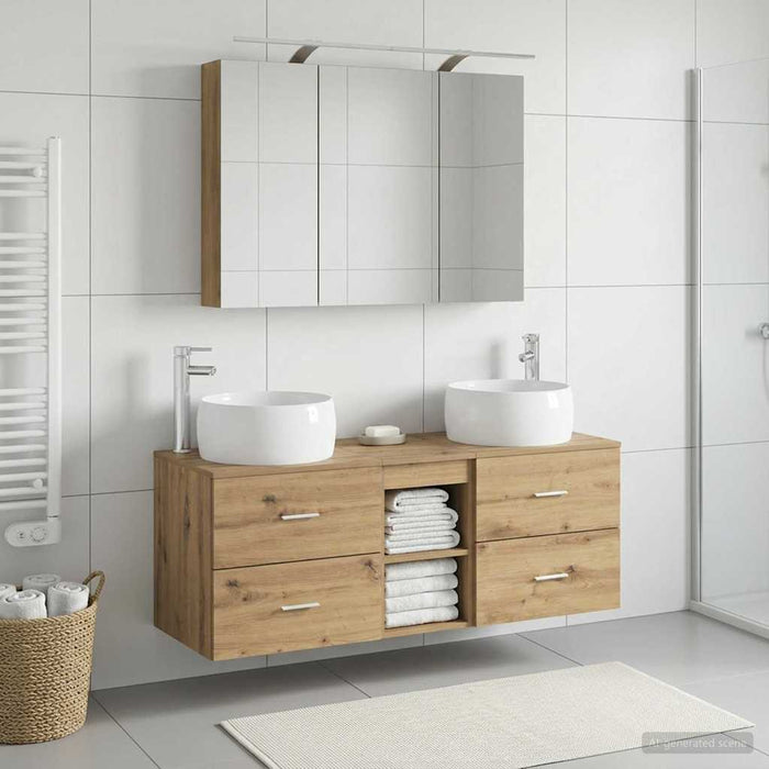 Set de mobilier pentru baie 4 buc. Stejar Artizanal WALTI