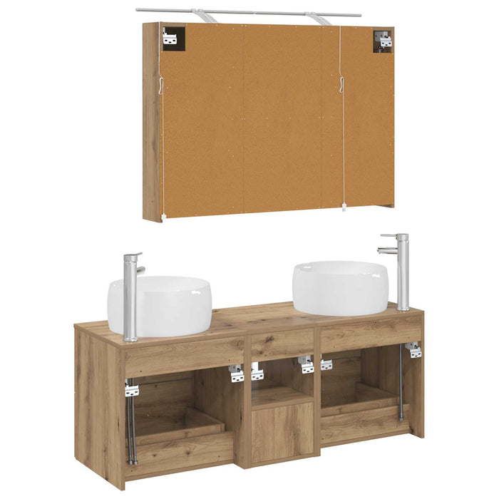 Set de mobilier pentru baie 4 pcs Stejar Artizanal WALTI