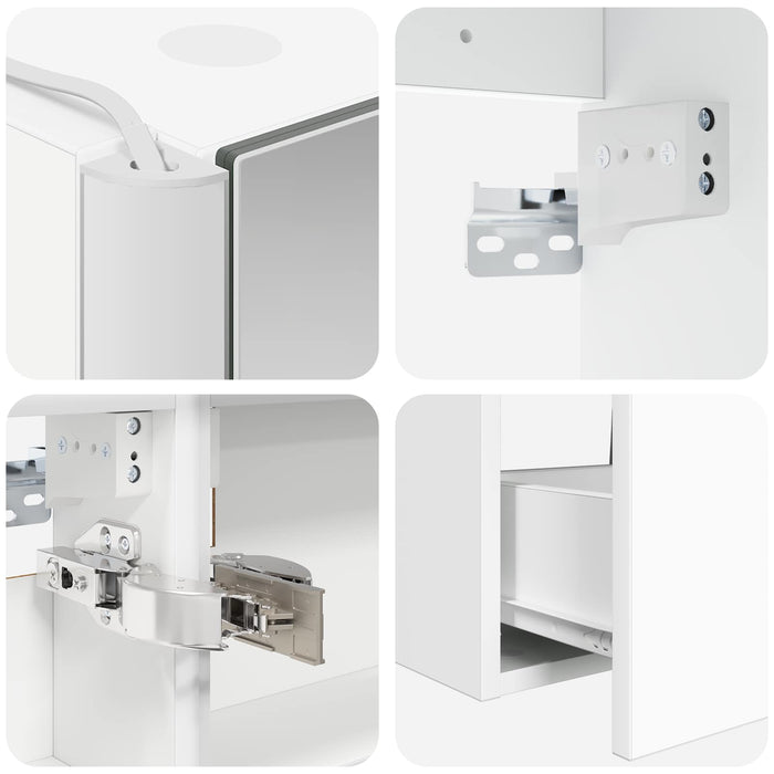 Set de mobilier pentru baie 4 pcs Alb Lemn prelucrat și sticlă WALTI