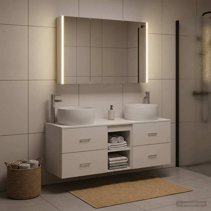 Set de mobilier pentru baie 4 buc. Alb Lemn prelucrat și sticlă WALTI