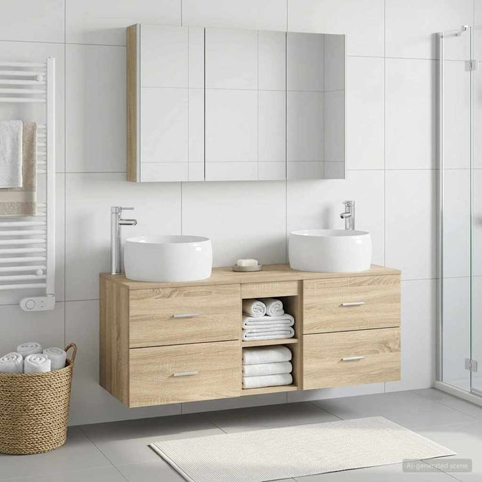 Set de mobilier pentru baie 4 pcs Stejar Sonoma WALTI