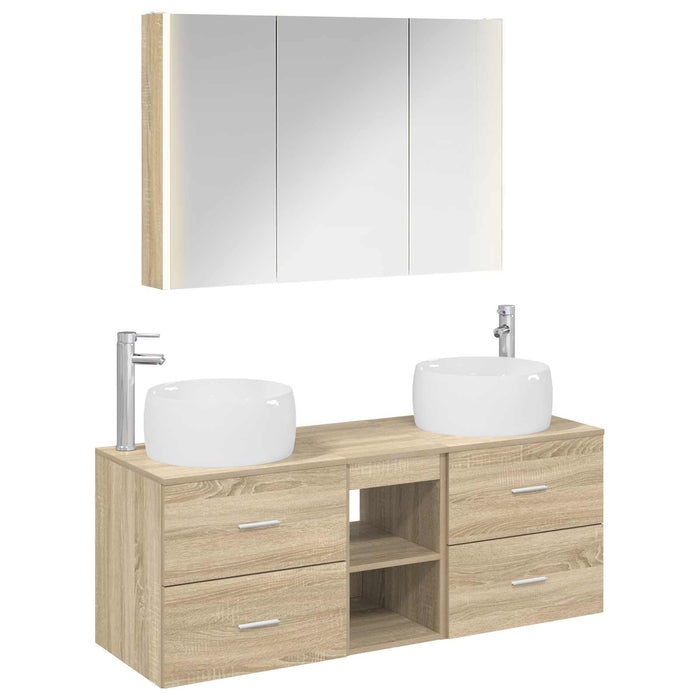 Set de mobilier pentru baie 4 pcs Stejar Sonoma WALTI