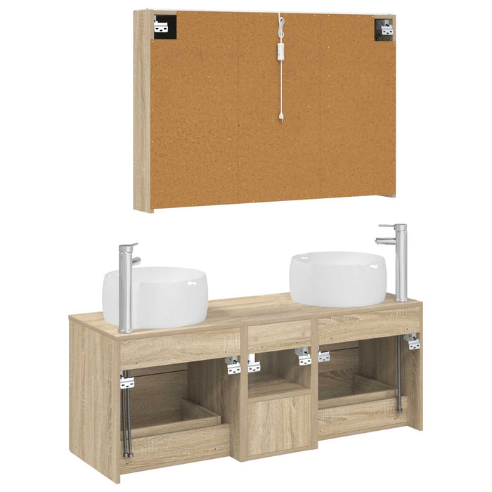 Set de mobilier pentru baie 4 pcs Stejar Sonoma WALTI