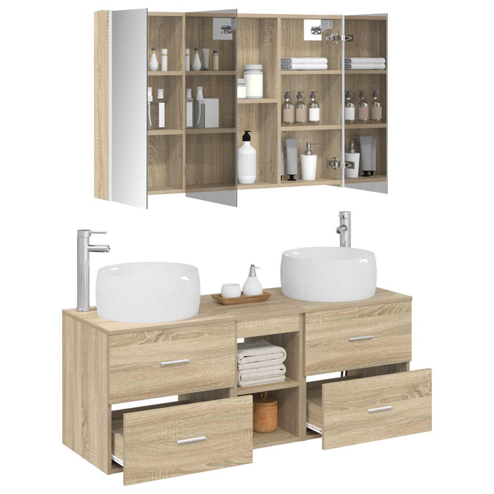 Set de mobilier pentru baie 4 pcs Stejar Sonoma WALTI