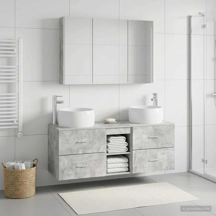 Set de mobilier pentru baie 4 pcs Gri Beton WALTI