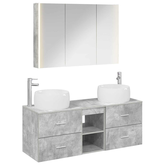 Set de mobilier pentru baie 4 pcs Gri Beton WALTI
