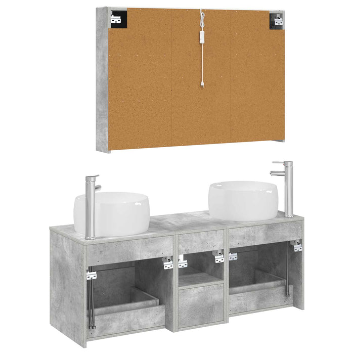 Set de mobilier pentru baie 4 pcs Gri Beton WALTI
