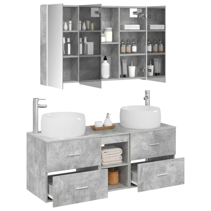 Set de mobilier pentru baie 4 pcs Gri Beton WALTI