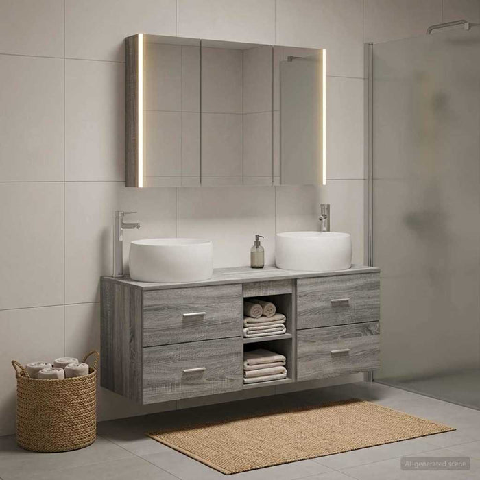 Set de mobilier pentru baie 4 pcs Sonoma gri WALTI