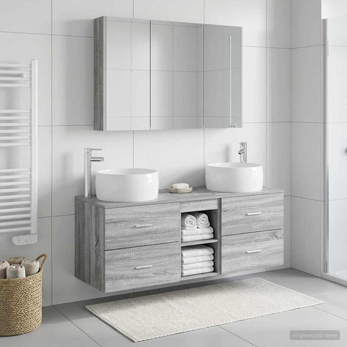 Set de mobilier pentru baie 4 buc. Sonoma gri WALTI