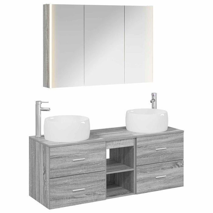 Set de mobilier pentru baie 4 pcs Sonoma gri WALTI