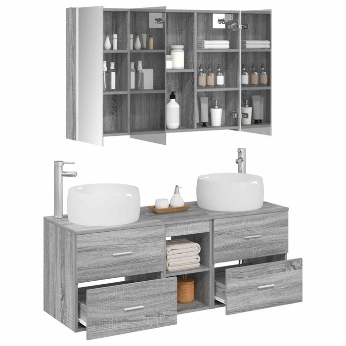 Set de mobilier pentru baie 4 pcs Sonoma gri WALTI