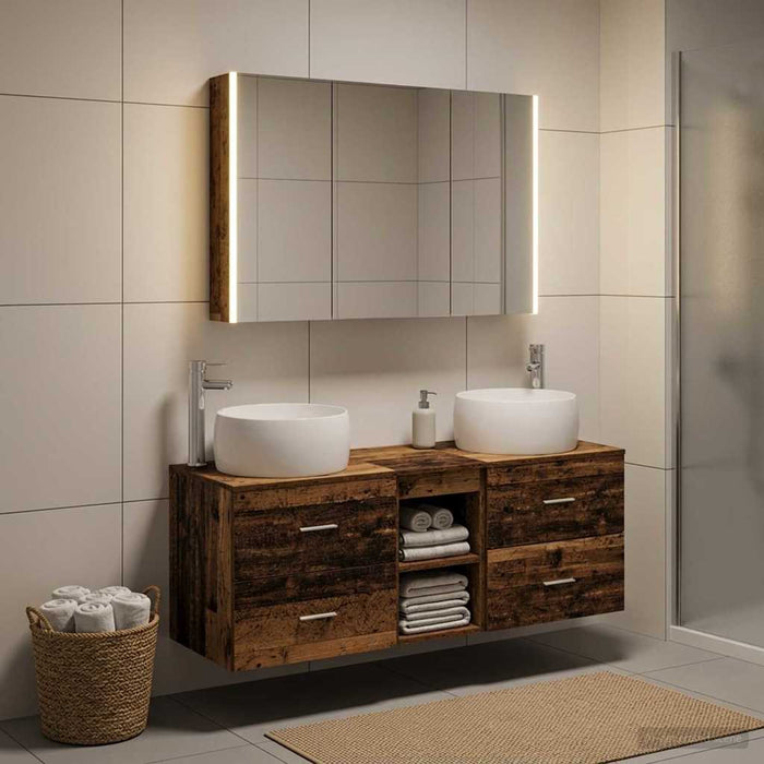 Set de mobilier pentru baie 4 pcs Lemn vechi WALTI